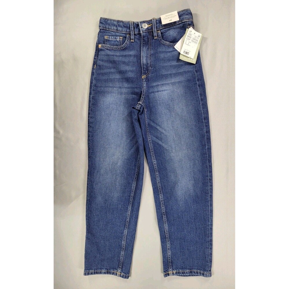 H&M Girls Relaxed Fit High Waist Jeans Blue Size 8